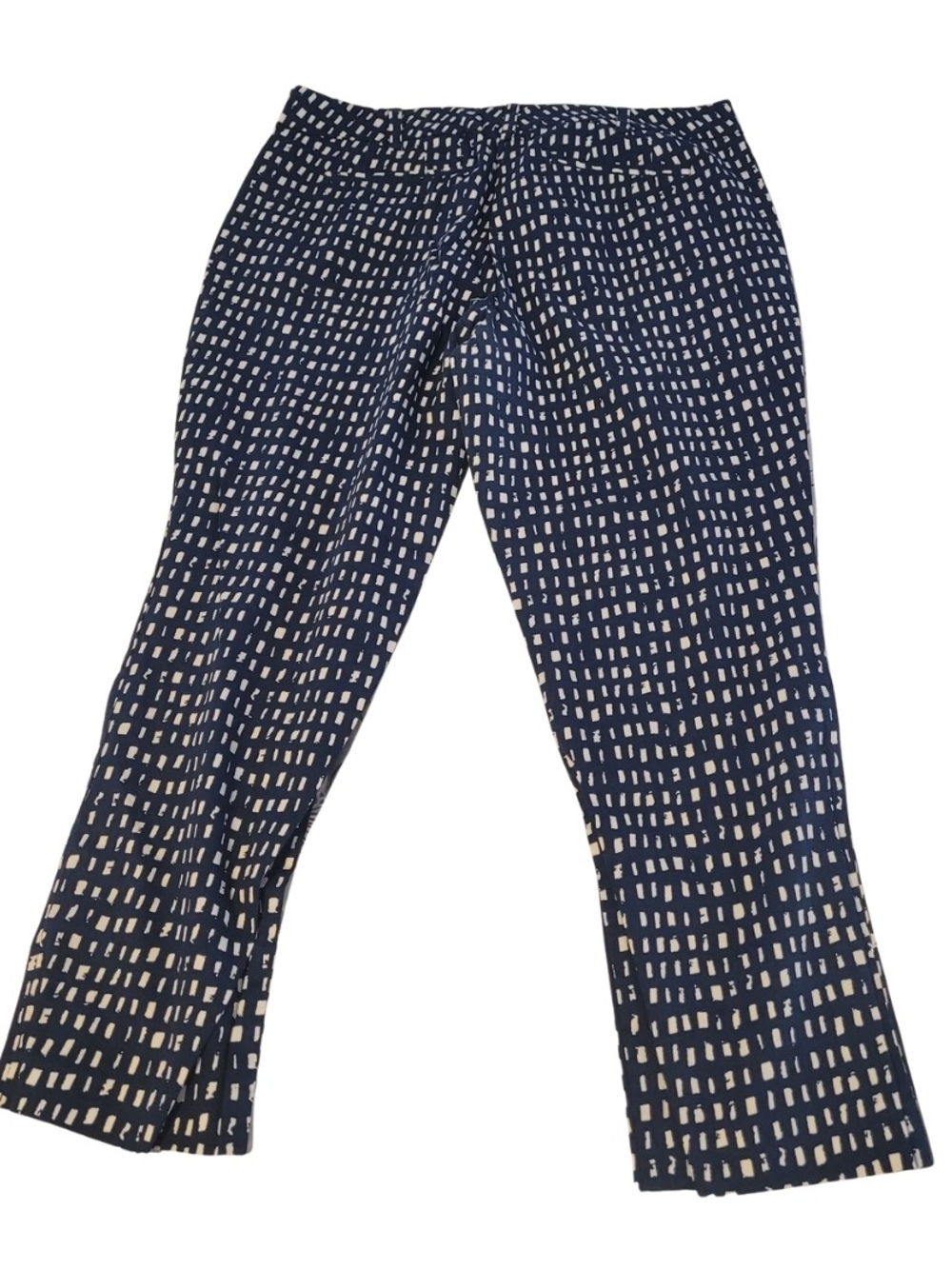 New York & Company Navy and White Printed Pull-On Pants